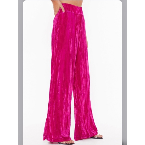 Nasty Gal Velvet Wide Leg Pants - Picture 3 of 6
